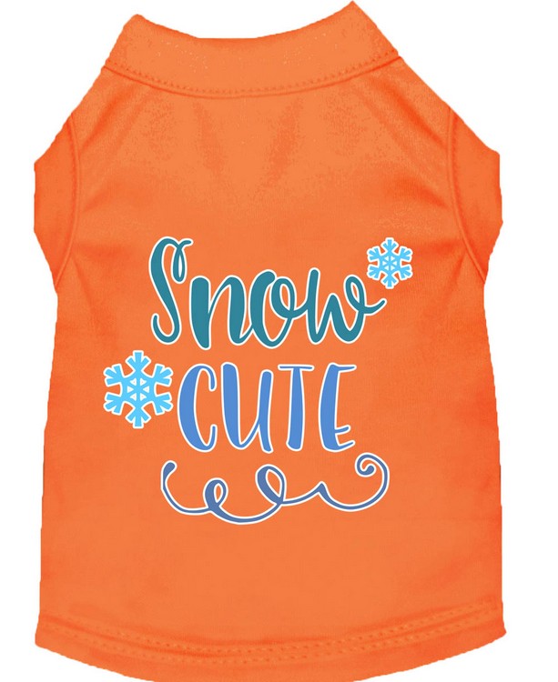 Snow Cute Screen Print Dog Shirt Orange XS